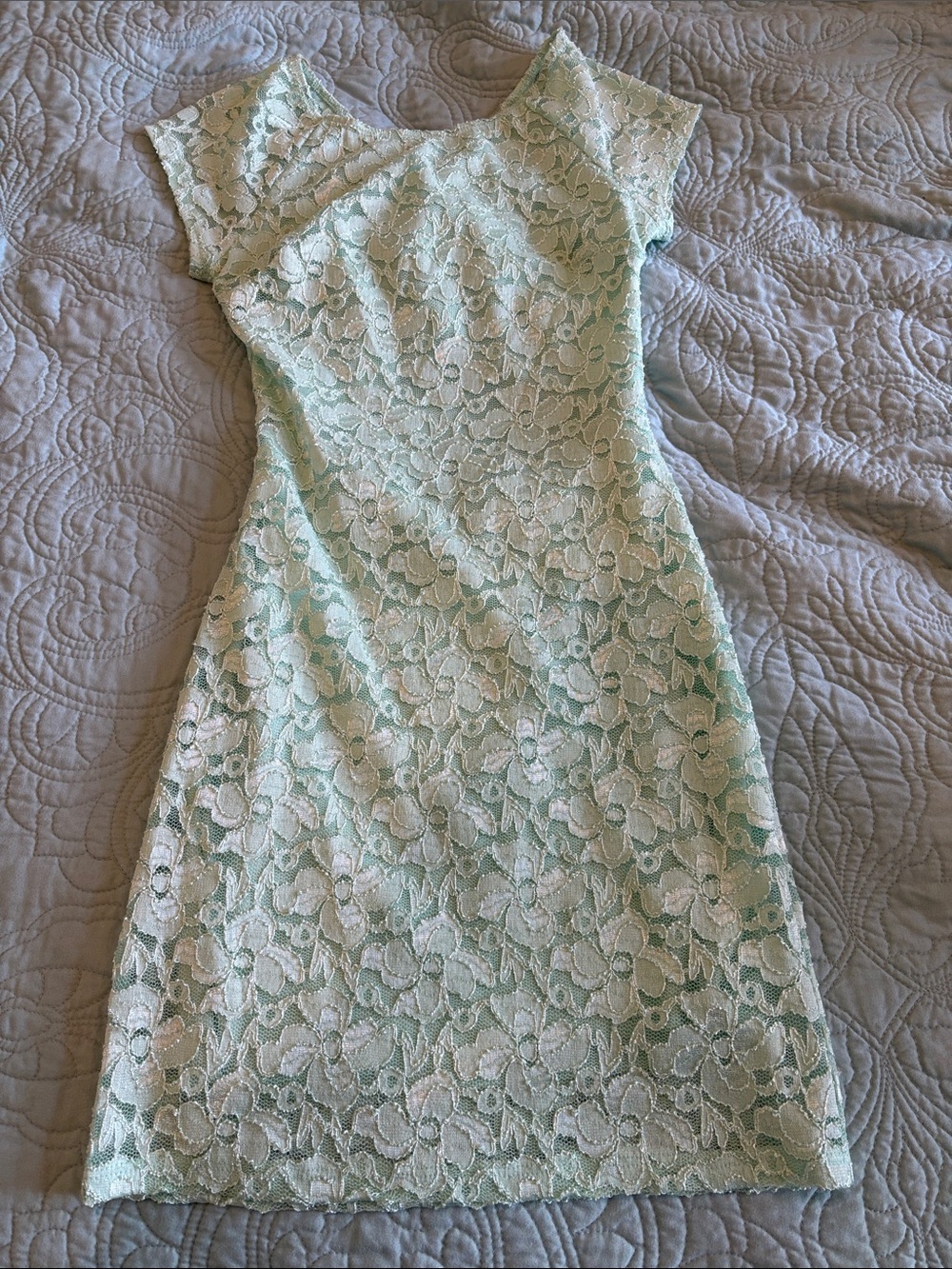 Mint Lace Cap-Sleeve Midi Dress